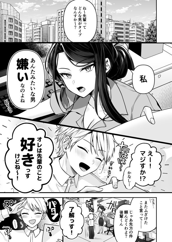 デカ女上司と元チャラ男の後輩くん ＃1【まろ茶庵】 エロ同人誌画像 002